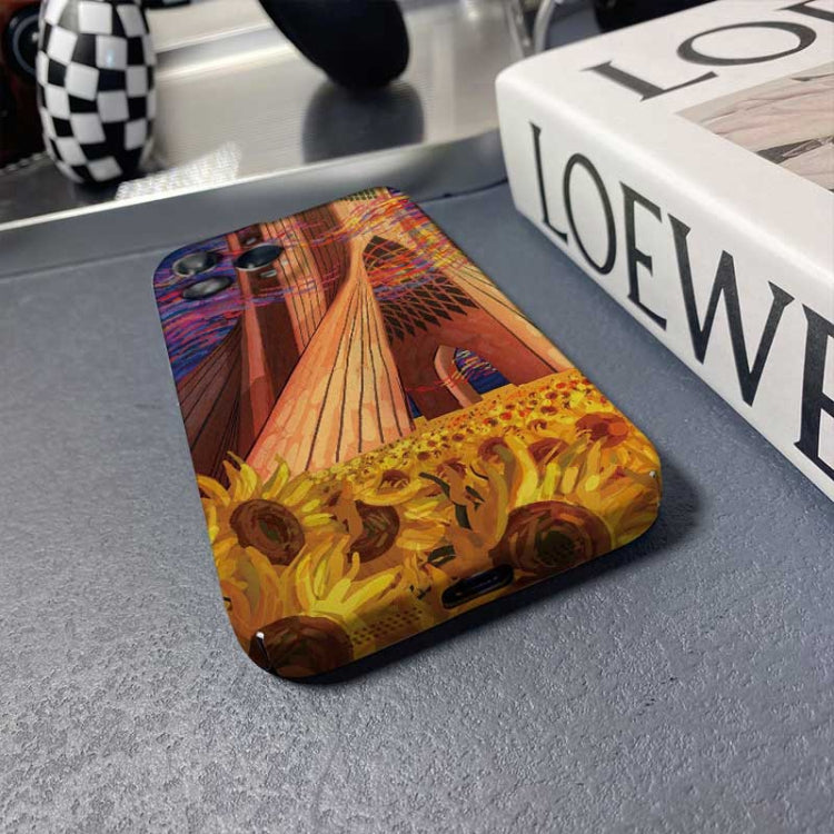 For iPhone 12 Precise Hole Oil Painting Pattern PC Phone Case(Architectural Painting) - iPhone 12 / 12 Pro Cases by PMC TechLife | Online Shopping South Africa | PMC TechLife