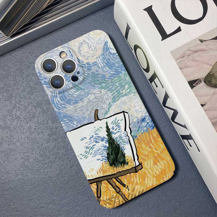 For iPhone 12 Pro Precise Hole Oil Painting Pattern PC Phone Case(Landscape Painting) - iPhone 12 / 12 Pro Cases by PMC Jewellery | Online Shopping South Africa | PMC Jewellery