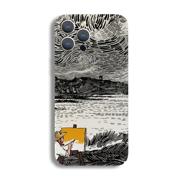 For iPhone 12 Pro Max Precise Hole Oil Painting Pattern PC Phone Case(Inkwash) - iPhone 12 Pro Max Cases by PMC TechLife | Online Shopping South Africa | PMC TechLife