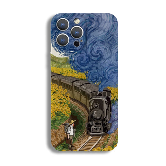 For iPhone 11 Pro Precise Hole Oil Painting Pattern PC Phone Case(Train) - iPhone 11 Pro Cases by PMC Jewellery | Online Shopping South Africa | PMC Jewellery