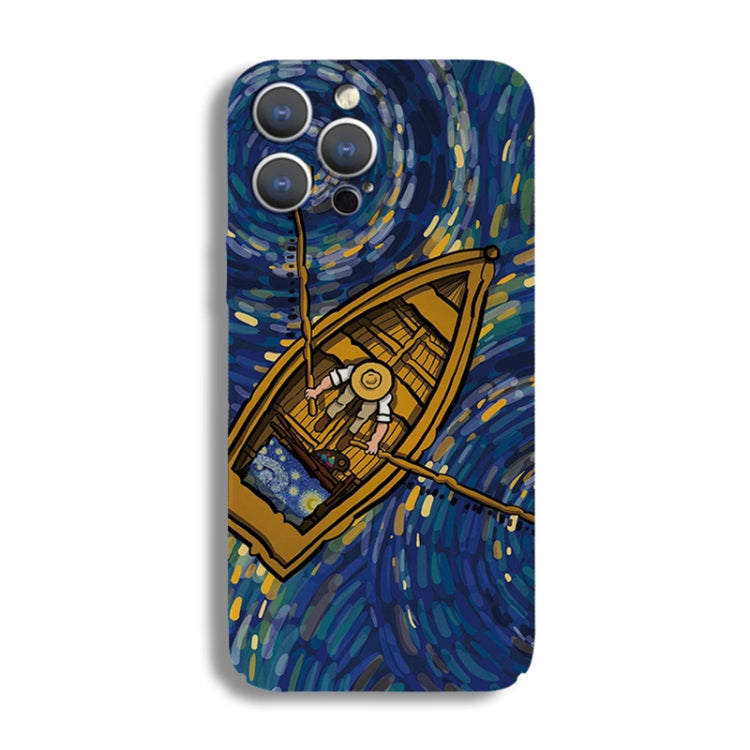 For iPhone XR Precise Hole Oil Painting Pattern PC Phone Case(Boating) - More iPhone Cases by PMC TechLife | Online Shopping South Africa | PMC TechLife