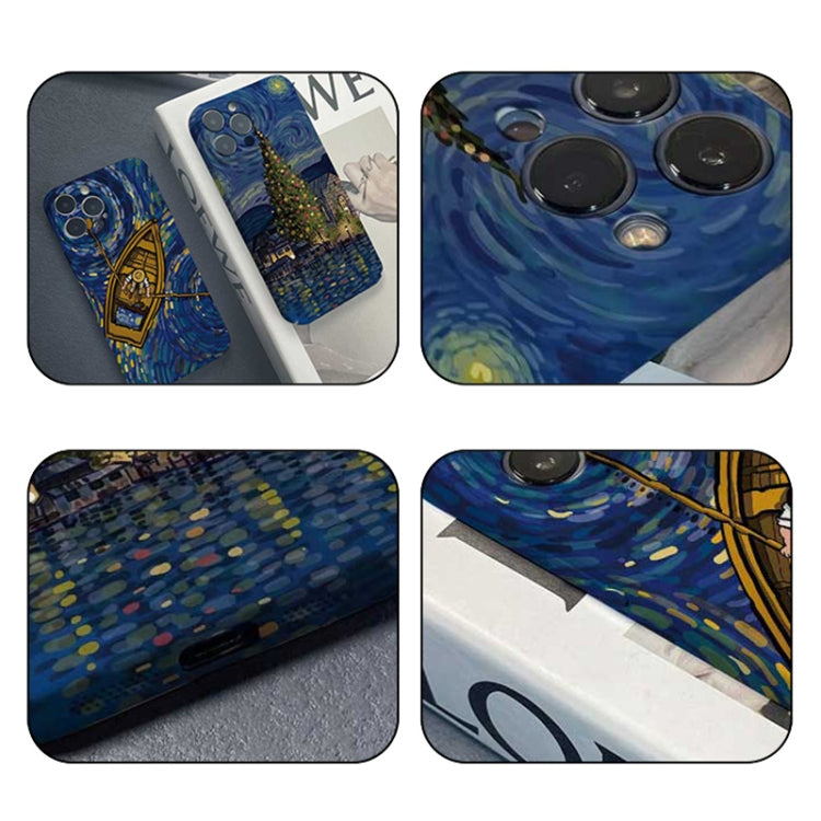 For iPhone XR Precise Hole Oil Painting Pattern PC Phone Case(Boating) - More iPhone Cases by PMC TechLife | Online Shopping South Africa | PMC TechLife