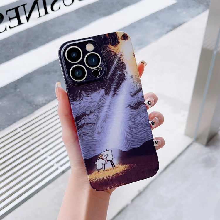 For iPhone 12 Pro Precise Hole Oil Painting Pattern PC Phone Case(Shine) - iPhone 12 / 12 Pro Cases by PMC TechLife | Online Shopping South Africa | PMC TechLife