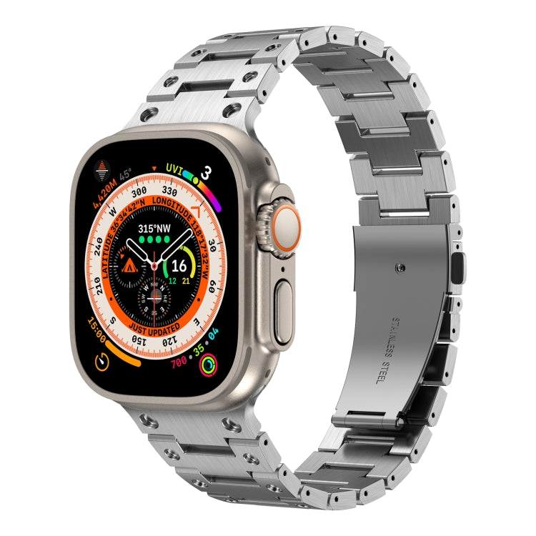 Double Rows Metal Watch Band For Apple Watch 8 45mm(Silver) - Watch Bands by PMC TechLife | Online Shopping South Africa | PMC TechLife