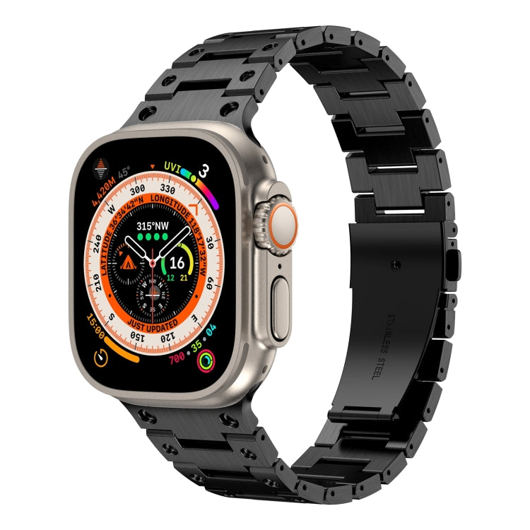 Double Rows Metal Watch Band For Apple Watch 9 41mm(Black) - Watch Bands by PMC TechLife | Online Shopping South Africa | PMC TechLife