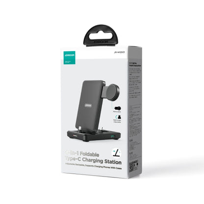JOYROOM JR-WQS01 4 in 1 Wireless Charging Stand For Type-C Cellphone&Earphone / Samsung Watch Series(Black) - Wireless Charger by JOYROOM | Online Shopping South Africa | PMC Jewellery