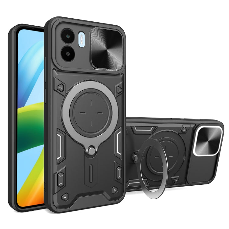 For Xiaomi Redmi A1 4G CD Texture Sliding Camshield Magnetic Holder Phone Case(Black) - free shipping - PMC TechLife - Order now!