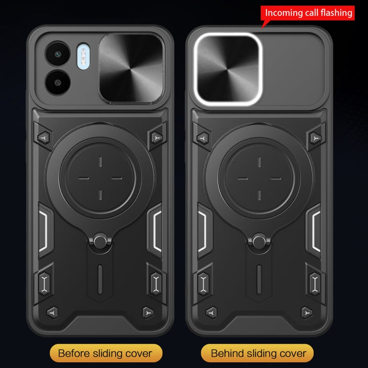For Xiaomi Redmi A1 4G CD Texture Sliding Camshield Magnetic Holder Phone Case(Black) - free shipping - PMC TechLife - Order now!