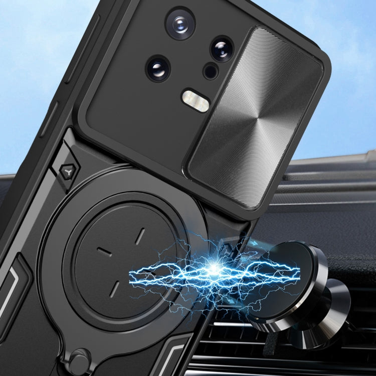 For Xiaomi 13 CD Texture Sliding Camshield Magnetic Holder Phone Case(Red) - free shipping - PMC TechLife - Order now!