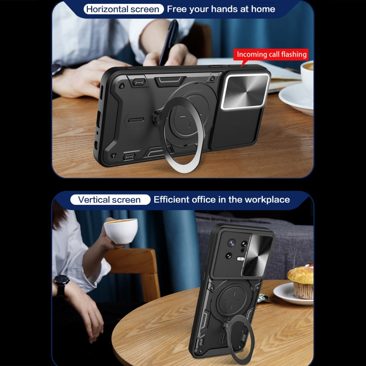 For Xiaomi 13 CD Texture Sliding Camshield Magnetic Holder Phone Case(Red) - free shipping - PMC TechLife - Order now!