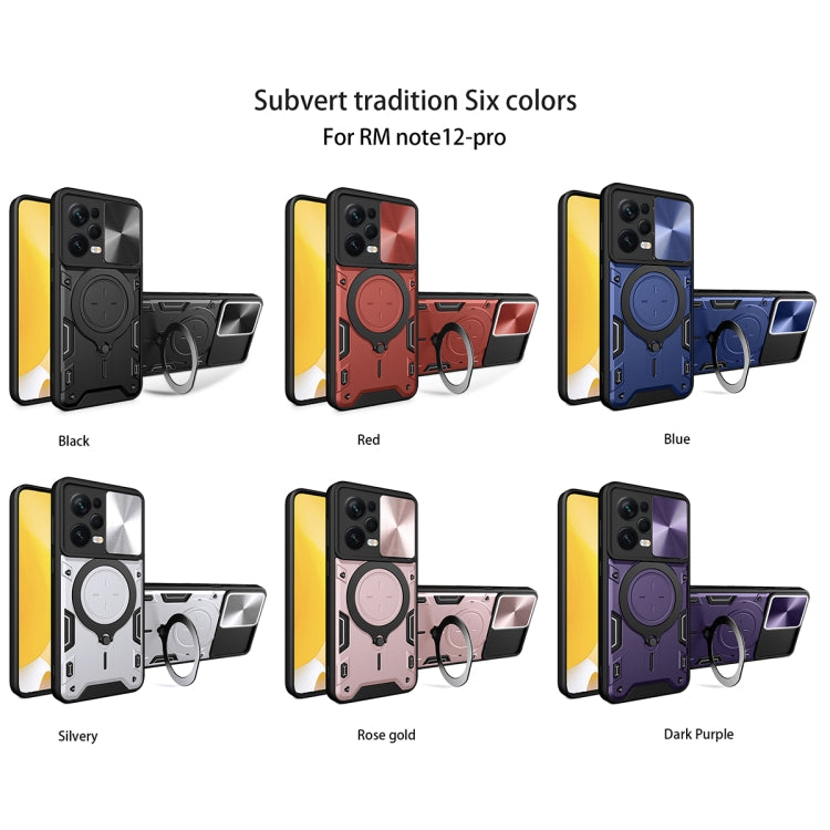 For Xiaomi Redmi Note 12 Pro 5G CD Texture Sliding Camshield Magnetic Holder Phone Case(Red) - free shipping - PMC TechLife - Order now!
