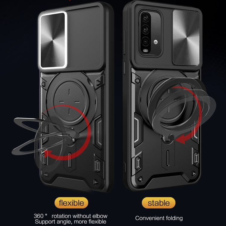 For Xiaomi Redmi Note 9 4G / Poco M3 CD Texture Sliding Camshield Magnetic Holder Phone Case(Blue) - free shipping - PMC TechLife - Order now!
