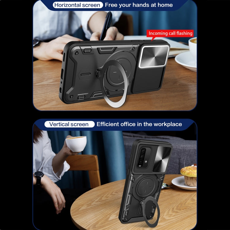 For Xiaomi Redmi Note 9 4G / Poco M3 CD Texture Sliding Camshield Magnetic Holder Phone Case(Silver) - free shipping - PMC TechLife - Order now!