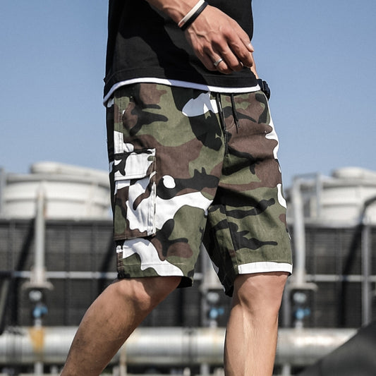 Summer Men Thin and Loose Fitting Casual Beach Shorts, Size:L(9033-Green White Camo) - Sports Shorts by PMC Jewellery | Online Shopping South Africa | PMC Jewellery