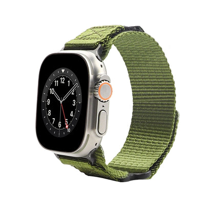 Nylon Two Section Watch Band For Apple Watch 7 41mm(Dark Green) - Watch Bands by PMC Jewellery | Online Shopping South Africa | PMC Jewellery