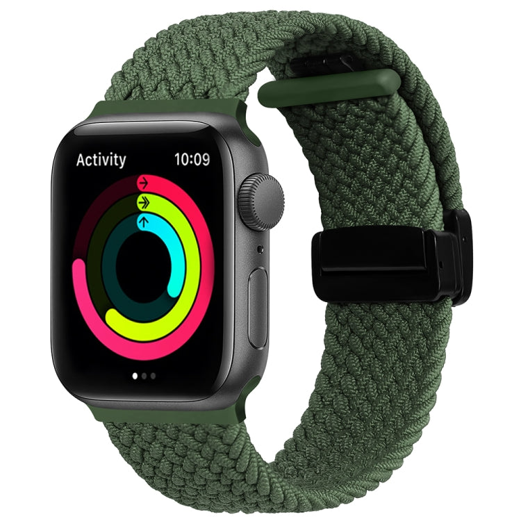 Magnetic Fold Clasp Woven Watch Band For Apple Watch 7 45mm(Green) - Watch Bands by PMC Jewellery | Online Shopping South Africa | PMC Jewellery