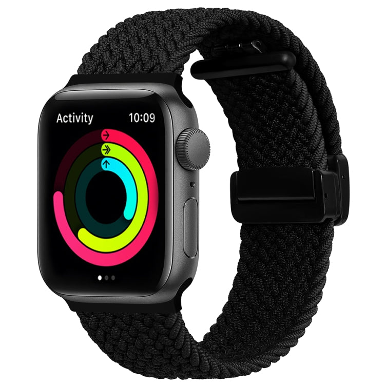 Magnetic Fold Clasp Woven Watch Band For Apple Watch 6 40mm(Black) - Watch Bands by PMC TechLife | Online Shopping South Africa | PMC TechLife