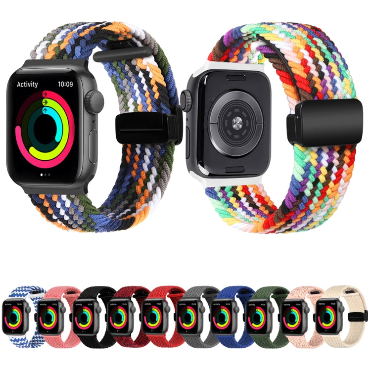 Magnetic Fold Clasp Woven Watch Band For Apple Watch 38mm(Rainbow Color) - Watch Bands by PMC Jewellery | Online Shopping South Africa | PMC Jewellery