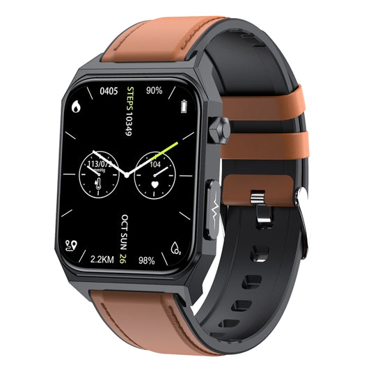 E530 1.91 inch IP68 Waterproof Leather Band Smart Watch Supports ECG / Non-invasive Blood Sugar(Brown) - Smart Watches by PMC Jewellery | Online Shopping South Africa | PMC Jewellery