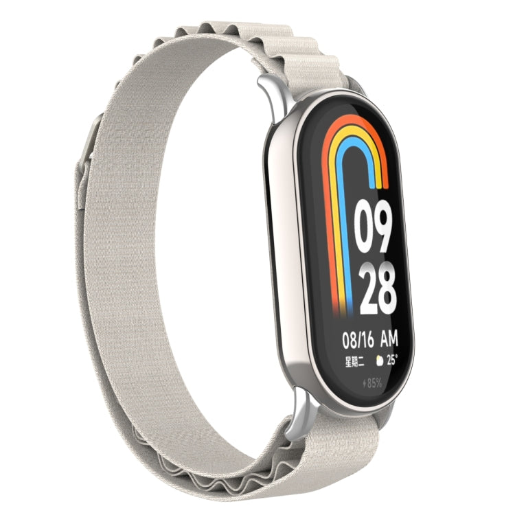 For Xiaomi Mi Band 8 Metal Plug Loop Nylon Watch Band(Silver+Starlight) - Watch Bands by PMC TechLife | Online Shopping South Africa | PMC TechLife