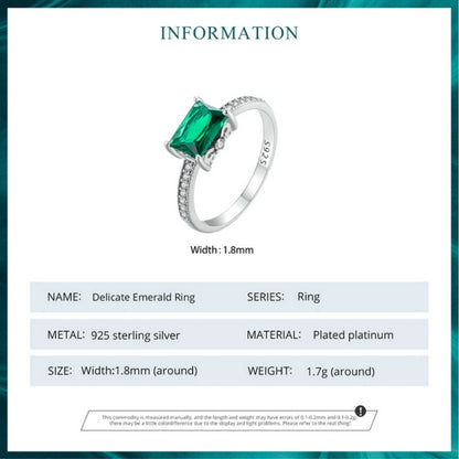 BSR461-8 S925 Sterling Silver White Gold Plated Light Luxury Green Diamond Ring Hand Decoration - Rings by PMC Jewellery | Online Shopping South Africa | PMC Jewellery