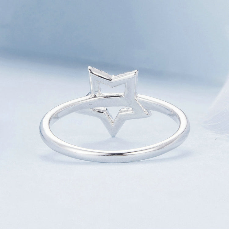 BSR450-8 S925 Sterling Silver White Gold Plated Hollow Star Ring Hand Decoration - Rings by PMC Jewellery | Online Shopping South Africa | PMC Jewellery