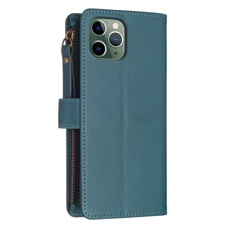 For iPhone 11 Pro Max 9 Card Slots Zipper Wallet Leather Flip Phone Case(Green) - iPhone 11 Pro Max Cases by PMC Jewellery | Online Shopping South Africa | PMC Jewellery