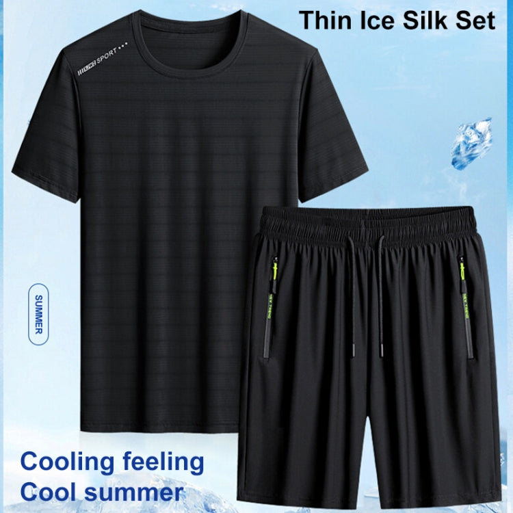 Summer Men T-shirt Short Pants Sports Suit Casual Fitness Two-piece Set, Size:XXXXXXL(Dark Green Top+Grey Shorts) - Athletic Wear by PMC Jewellery | Online Shopping South Africa | PMC Jewellery