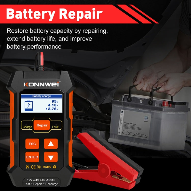 KONNWEI KW520 12V / 24V 3 in 1 Car Battery Tester with Detection & Repair & Charging Function(US Plug) - Code Readers & Scan Tools by KONNWEI | Online Shopping South Africa | PMC Jewellery | Buy Now Pay Later Mobicred