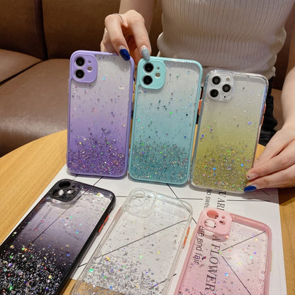 For iPhone 11 Starry Gradient Glitter Powder TPU Phone Case(Yellow) - iPhone 11 Cases by PMC Jewellery | Online Shopping South Africa | PMC Jewellery