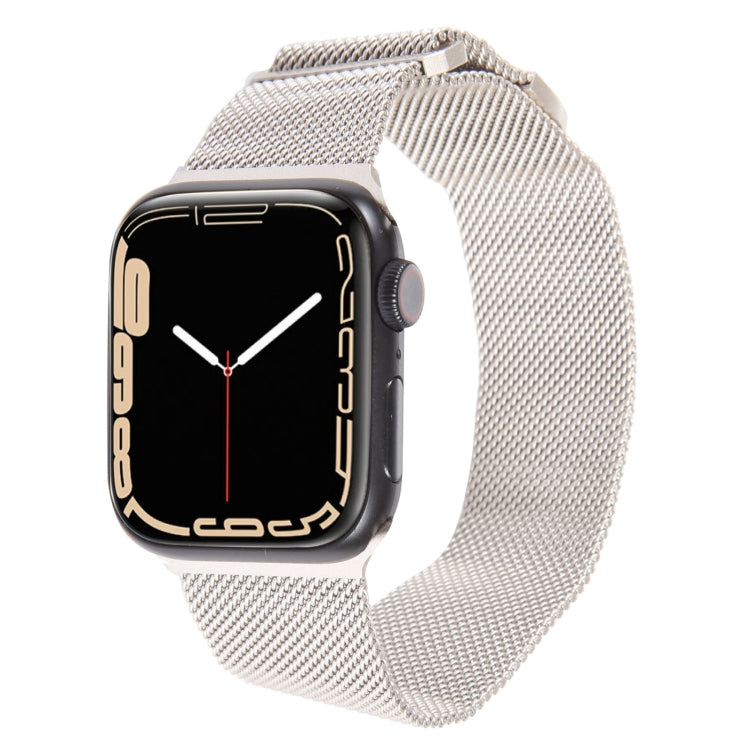 For Apple Watch 8 45mm Milanese Metal Magnetic Watch Band(Starlight) - Watch Bands by PMC Jewellery | Online Shopping South Africa | PMC Jewellery