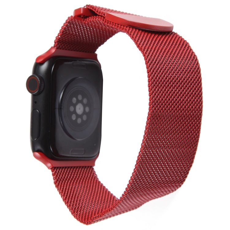 For Apple Watch 3 38mm Milanese Metal Magnetic Watch Band(Red) - Watch Bands by PMC Jewellery | Online Shopping South Africa | PMC Jewellery