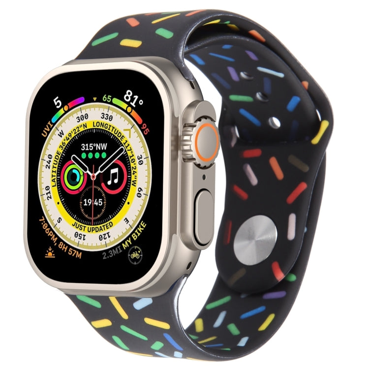 Rainbow Raindrops Silicone Watch Band For Apple Watch Ultra 49mm(Black) - Watch Bands by PMC Jewellery | Online Shopping South Africa | PMC Jewellery