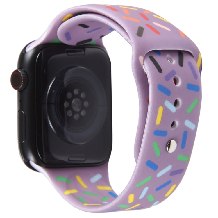 Rainbow Raindrops Silicone Watch Band For Apple Watch 8 41mm(Light Purple) - Watch Bands by PMC TechLife | Online Shopping South Africa | PMC TechLife