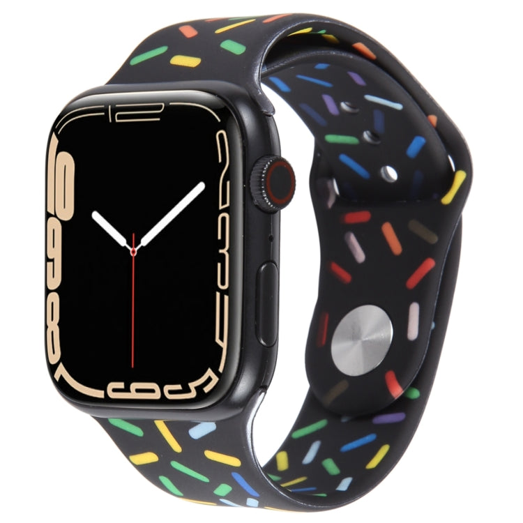 Rainbow Raindrops Silicone Watch Band For Apple Watch 8 41mm(Black) - Watch Bands by PMC TechLife | Online Shopping South Africa | PMC TechLife