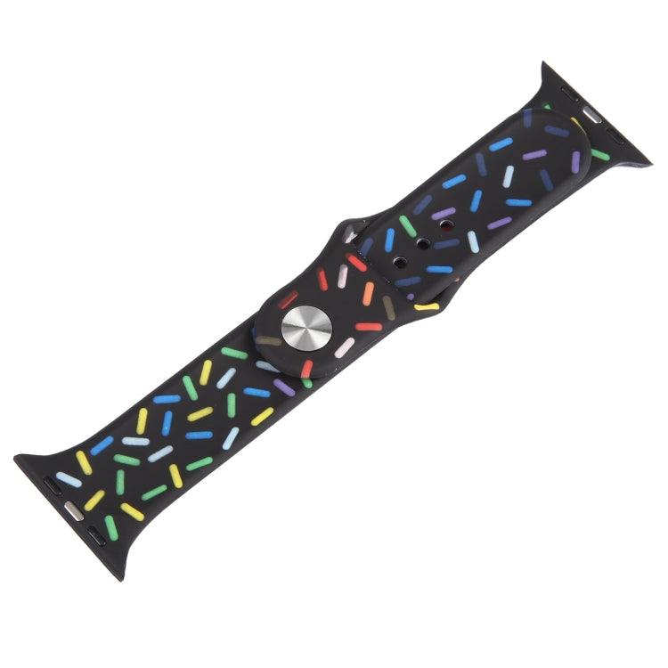 Rainbow Raindrops Silicone Watch Band For Apple Watch 8 41mm(Black) - Watch Bands by PMC TechLife | Online Shopping South Africa | PMC TechLife