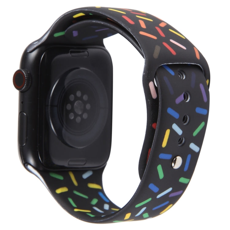 Rainbow Raindrops Silicone Watch Band For Apple Watch 8 41mm(Black) - Watch Bands by PMC TechLife | Online Shopping South Africa | PMC TechLife