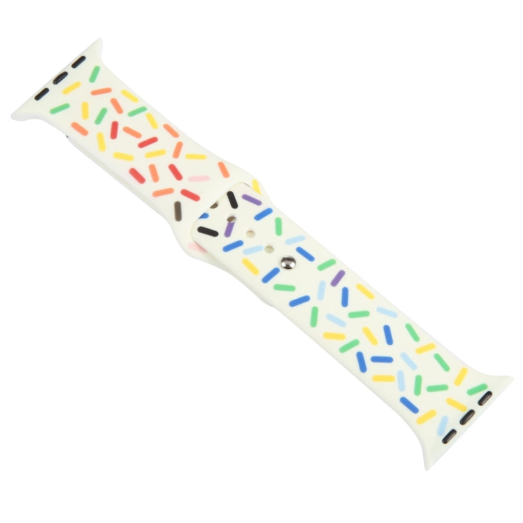 Rainbow Raindrops Silicone Watch Band For Apple Watch 7 41mm(Beige) - Watch Bands by PMC TechLife | Online Shopping South Africa | PMC TechLife