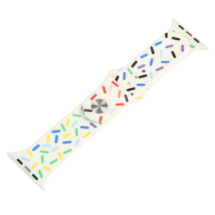 Rainbow Raindrops Silicone Watch Band For Apple Watch 7 41mm(Beige) - Watch Bands by PMC TechLife | Online Shopping South Africa | PMC TechLife