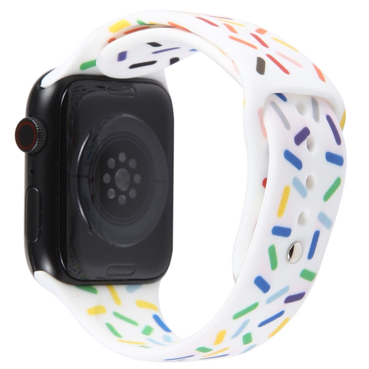 Rainbow Raindrops Silicone Watch Band For Apple Watch SE 2022 44mm(White) - Watch Bands by PMC Jewellery | Online Shopping South Africa | PMC Jewellery