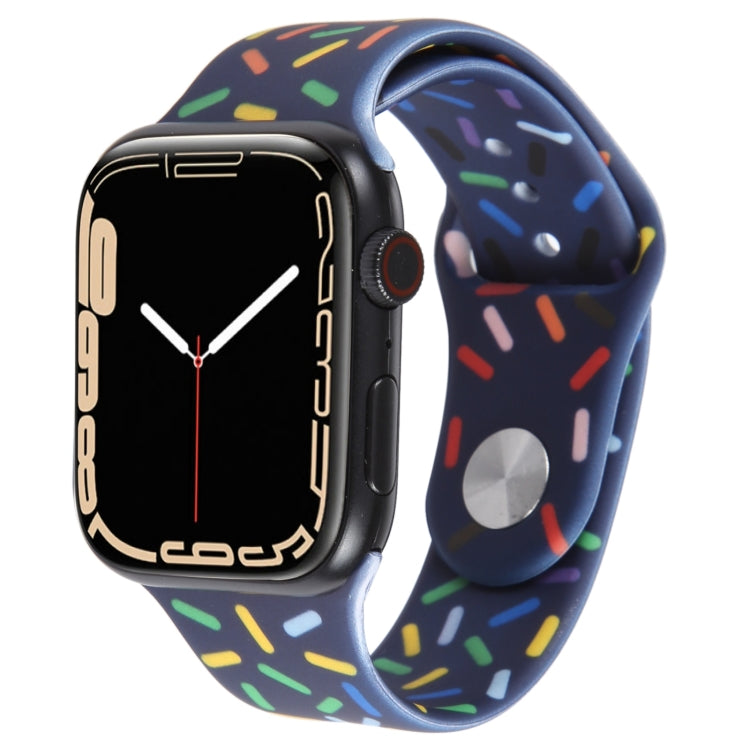 Rainbow Raindrops Silicone Watch Band For Apple Watch 6 44mm(Midnight) - Watch Bands by PMC TechLife | Online Shopping South Africa | PMC TechLife
