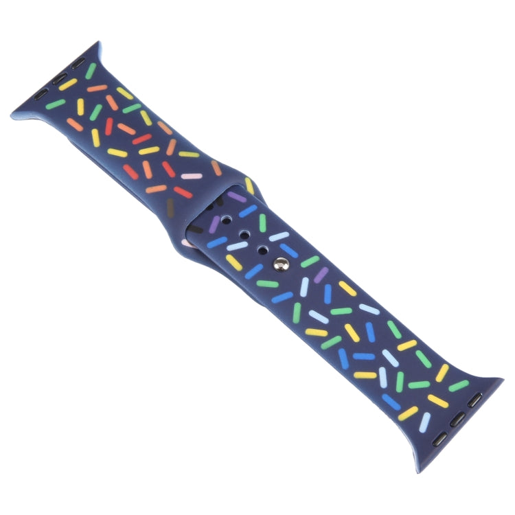 Rainbow Raindrops Silicone Watch Band For Apple Watch 6 44mm(Midnight) - Watch Bands by PMC TechLife | Online Shopping South Africa | PMC TechLife