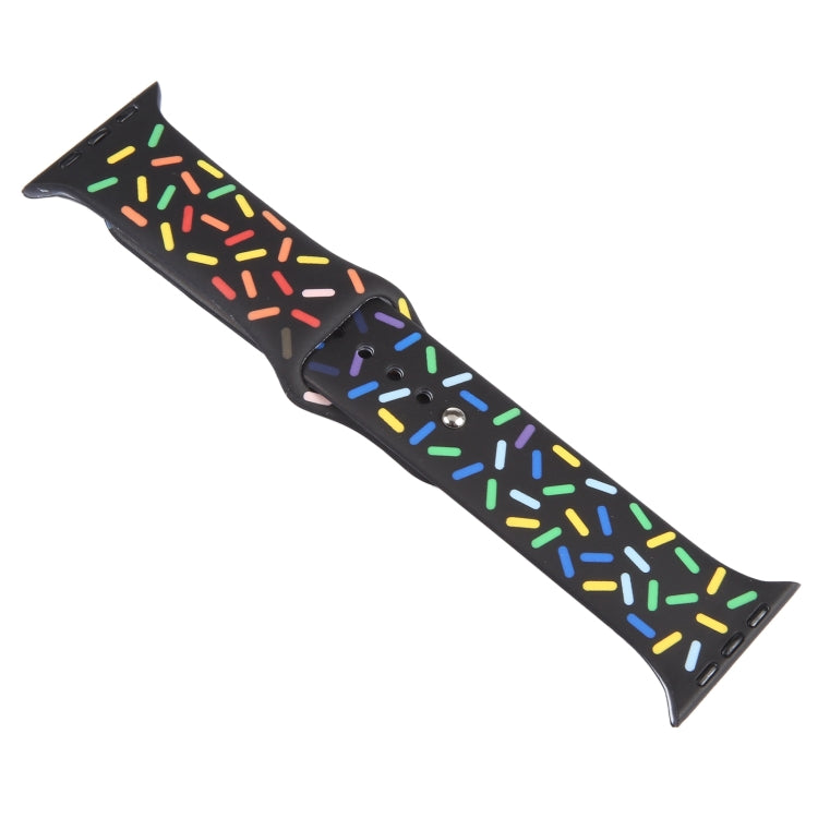 Rainbow Raindrops Silicone Watch Band For Apple Watch 5 44mm(Black) - Watch Bands by PMC TechLife | Online Shopping South Africa | PMC TechLife