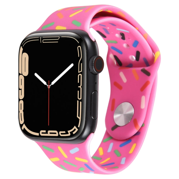 Rainbow Raindrops Silicone Watch Band For Apple Watch 4 44mm(Rose Red) - Watch Bands by PMC TechLife | Online Shopping South Africa | PMC TechLife