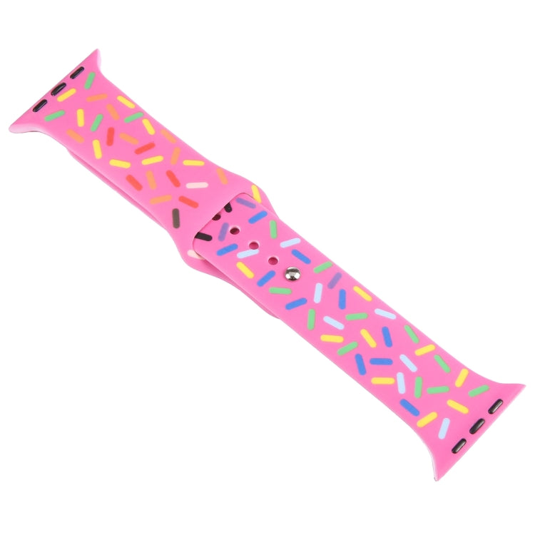Rainbow Raindrops Silicone Watch Band For Apple Watch 4 44mm(Rose Red) - Watch Bands by PMC TechLife | Online Shopping South Africa | PMC TechLife