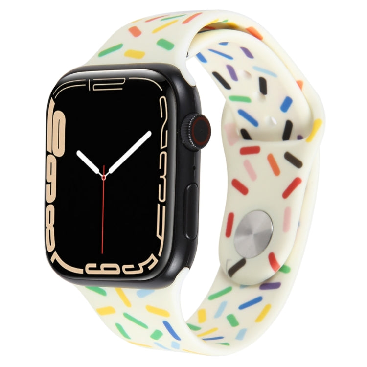 Rainbow Raindrops Silicone Watch Band For Apple Watch 3 38mm(Beige) - Watch Bands by PMC TechLife | Online Shopping South Africa | PMC TechLife