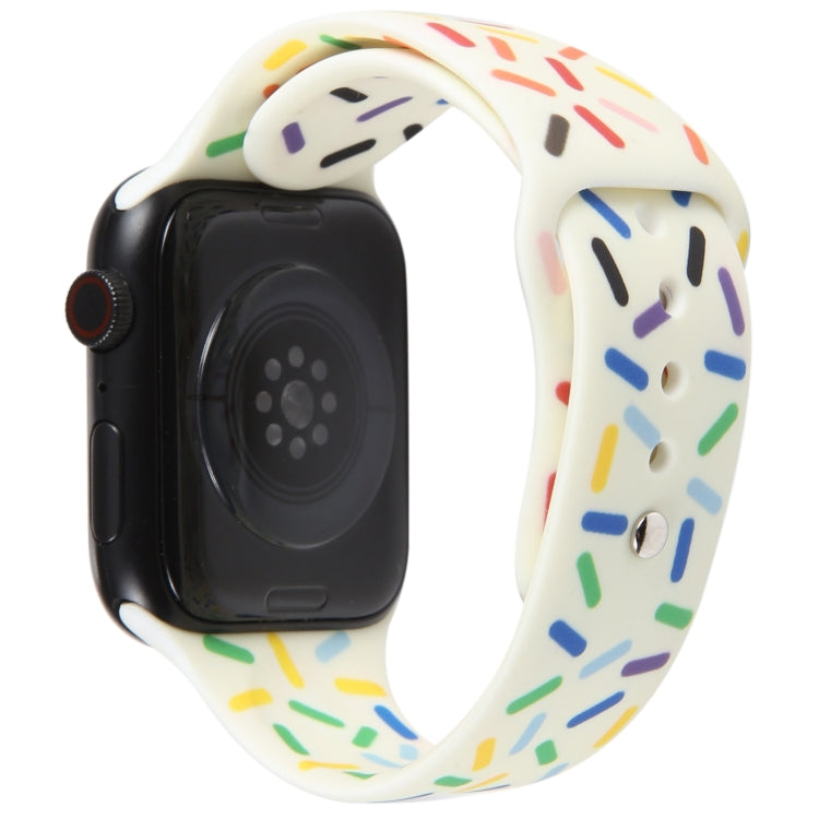 Rainbow Raindrops Silicone Watch Band For Apple Watch 3 42mm(Beige) - Watch Bands by PMC TechLife | Online Shopping South Africa | PMC TechLife