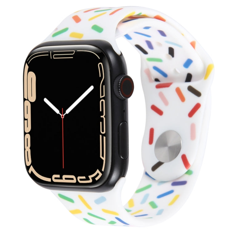 Rainbow Raindrops Silicone Watch Band For Apple Watch 38mm(White) - Watch Bands by PMC TechLife | Online Shopping South Africa | PMC TechLife