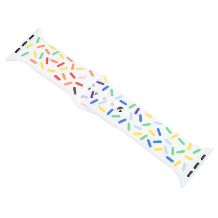 Rainbow Raindrops Silicone Watch Band For Apple Watch 38mm(White) - Watch Bands by PMC TechLife | Online Shopping South Africa | PMC TechLife