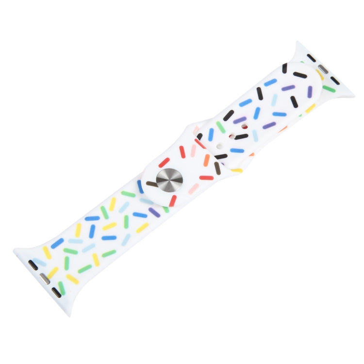 Rainbow Raindrops Silicone Watch Band For Apple Watch 38mm(White) - Watch Bands by PMC TechLife | Online Shopping South Africa | PMC TechLife